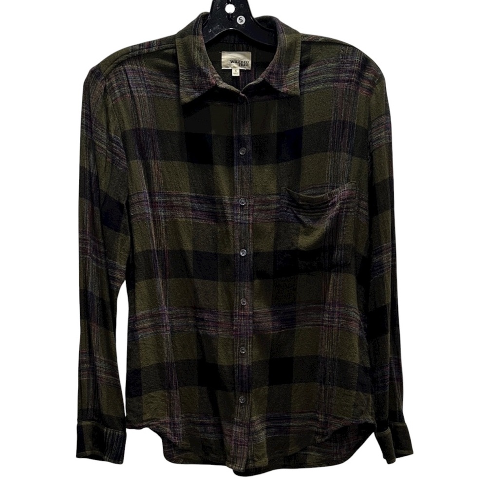 #361 Wilfred Green and Black Plaid Casual Shirt
